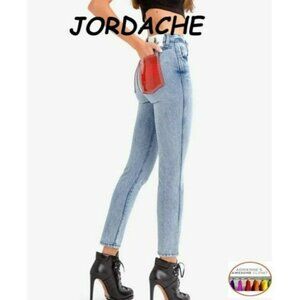 Jordache red PVC POCKET HIGH RISE VINTAGE CROP, SZ 25, EUC